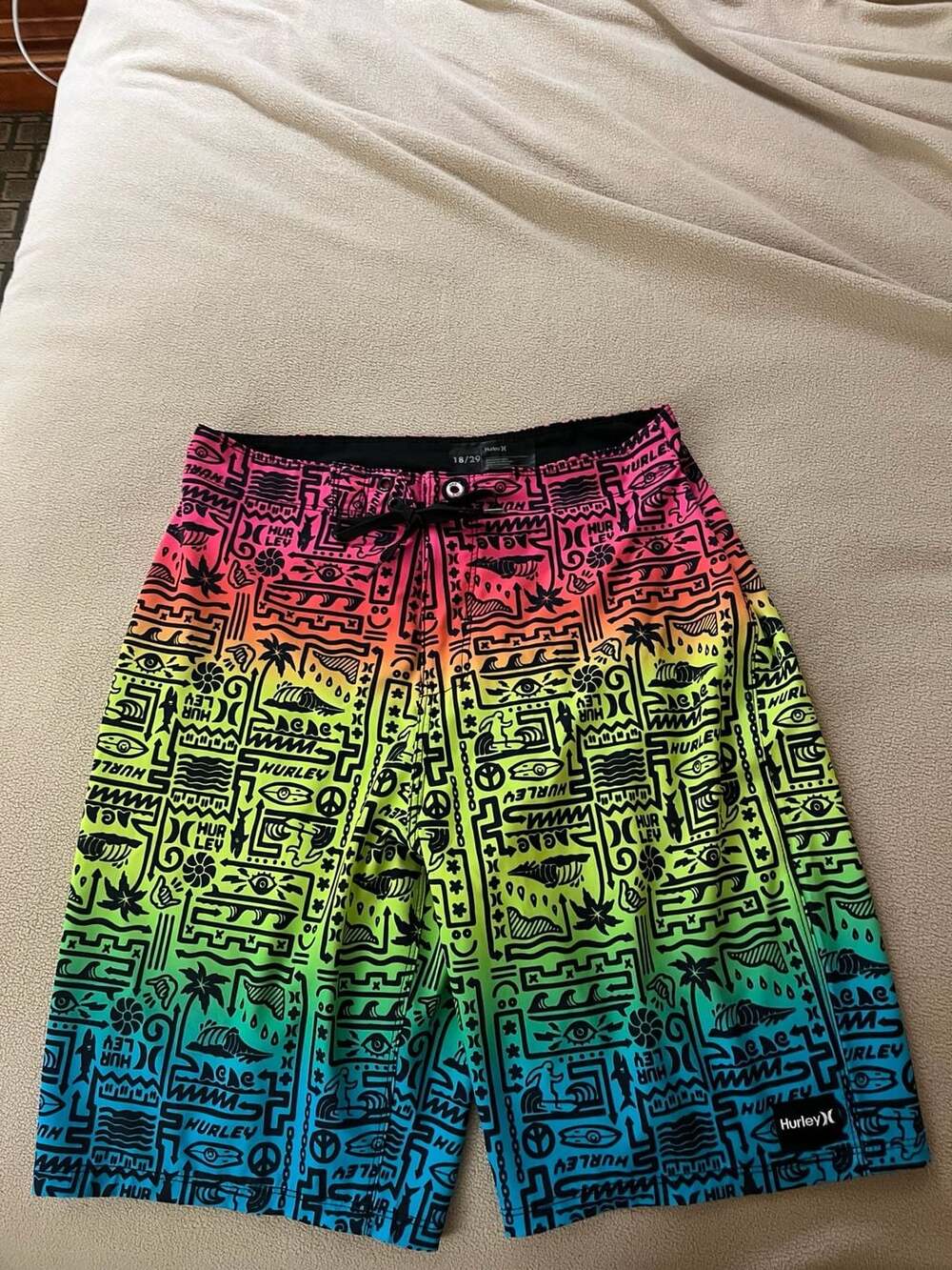 Hurley Boys Squiggle Ombre Fade Graphic Boardshorts Size 18/29
